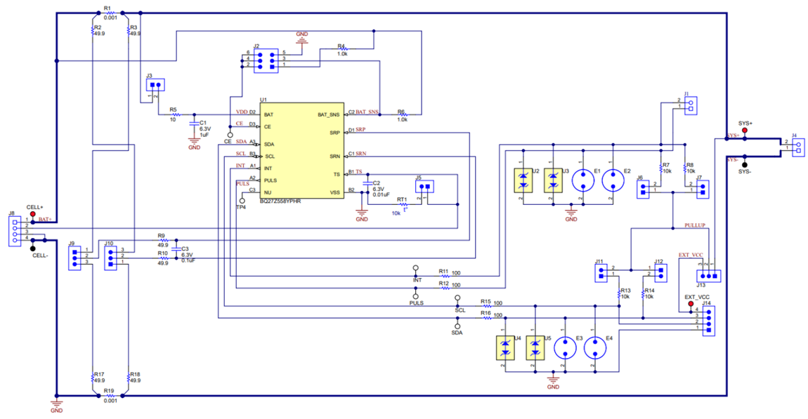 原理图 - Texas Instruments BQ27Z558EVM-084 驱动评估模块